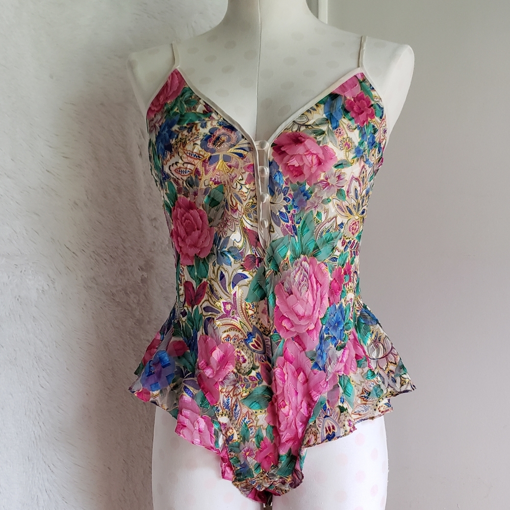 Victoria's secret vintage gold label multi color floral onesie 💐